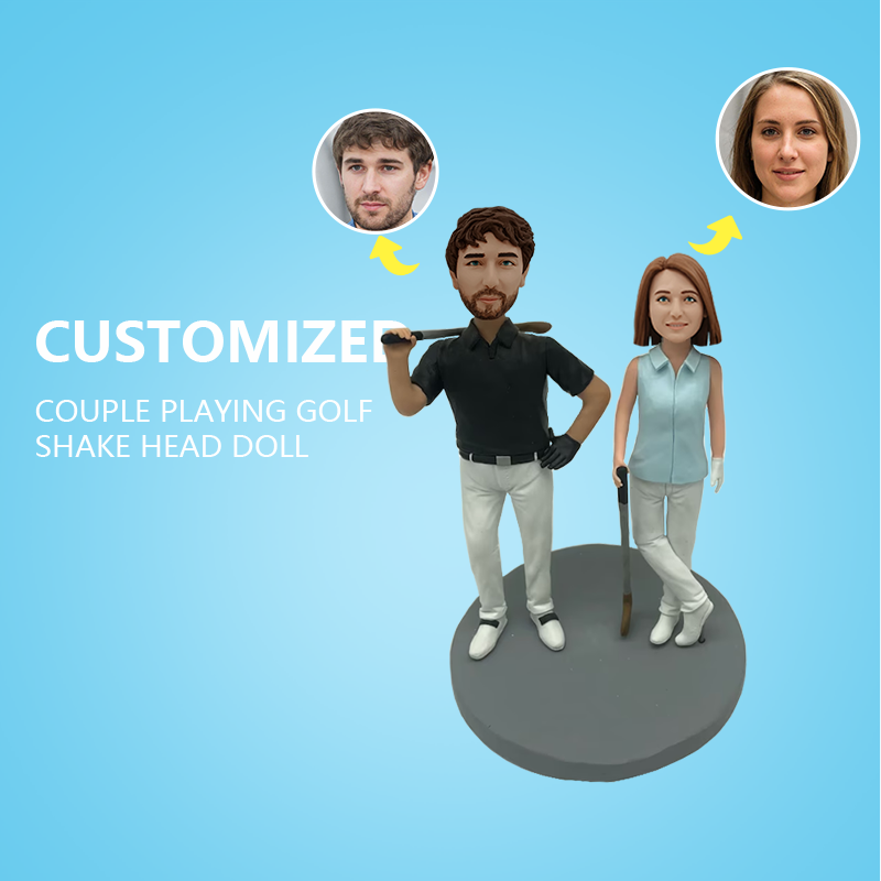 Customized Couple Playing Golf Shake Head Doll