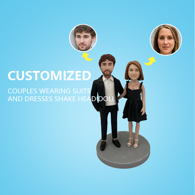 Customized Couples wearing suits and dresses Shake Head Doll