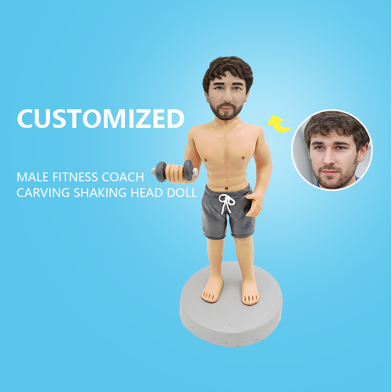 Customized Male Fitness Coach Carving Shaking Head Doll