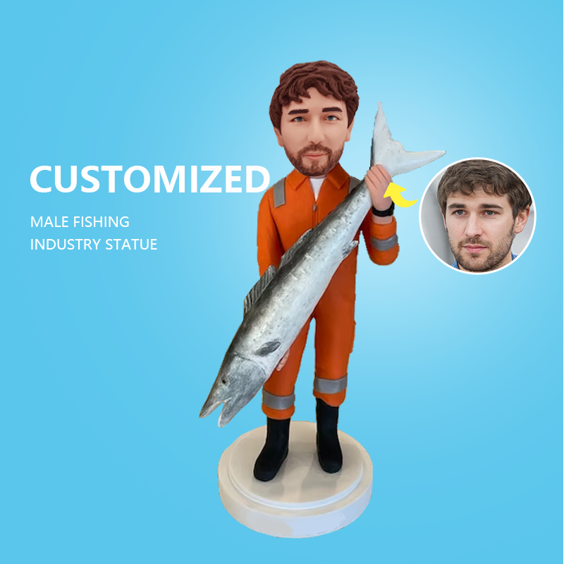 Customized Male Fishing Industry Statue