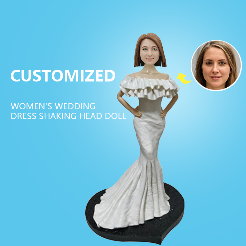 Customized Women's Wedding Dress Shaking Head Doll