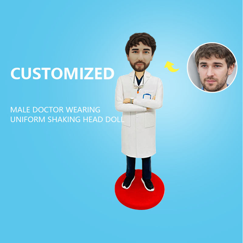 Customized Male Doctor Wearing Uniform Shaking Head Doll