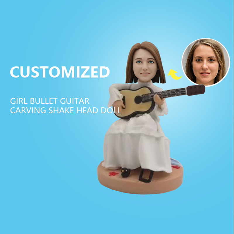 Customized Girl Bullet Guitar Carving Shake Head Doll