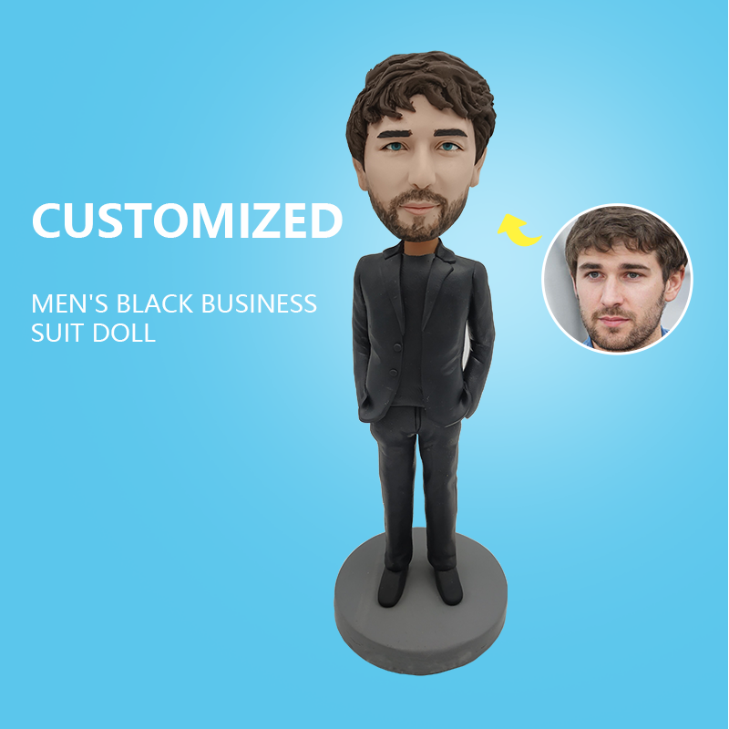 Customized Men's Black Business Suit Doll
