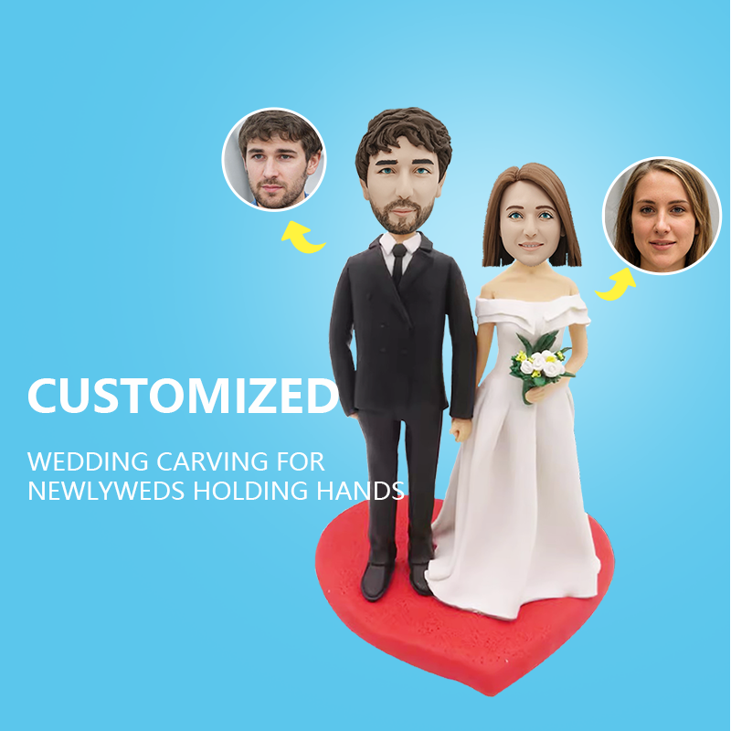Customized Wedding Carving For Newlyweds Holding Hands