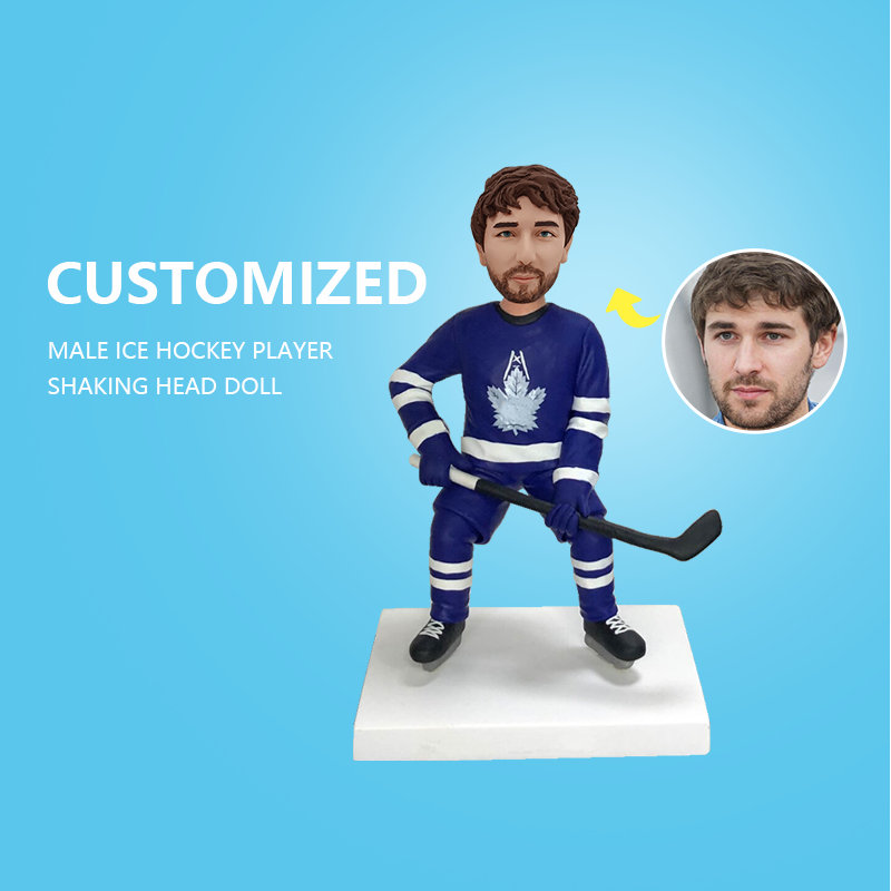 Customized Male Ice Hockey Player Shaking Head Doll