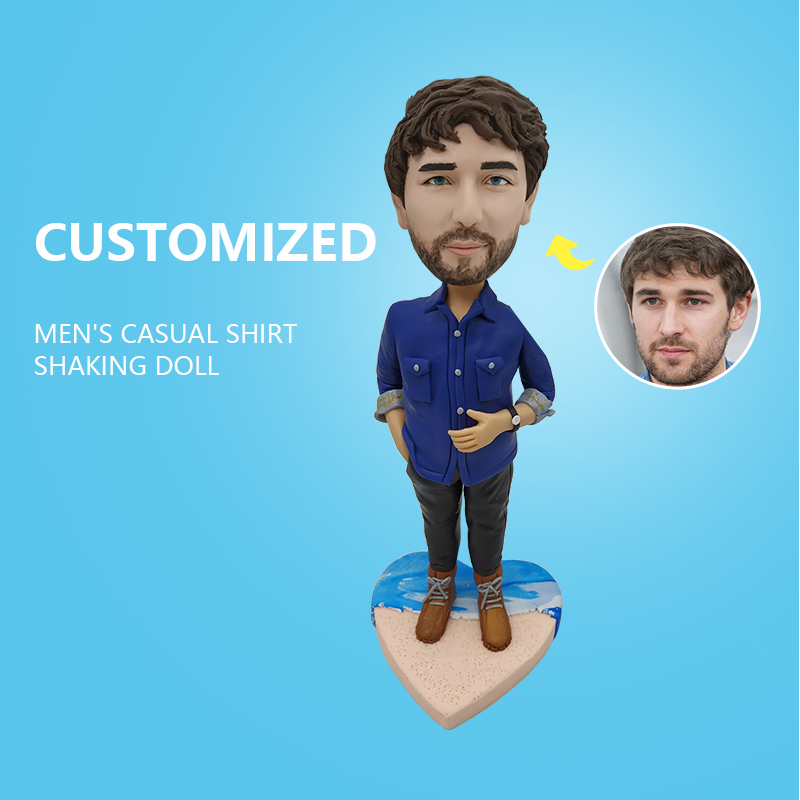Customized men's casual shirt shaking doll