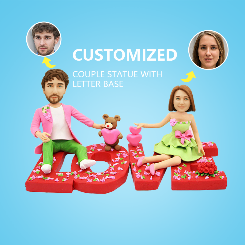 Customized Couple Figurine With Letter Base