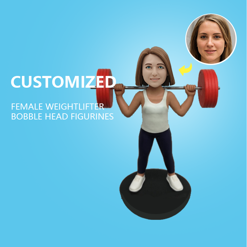 Customized Female Weightlifter Bobble Head Figurines