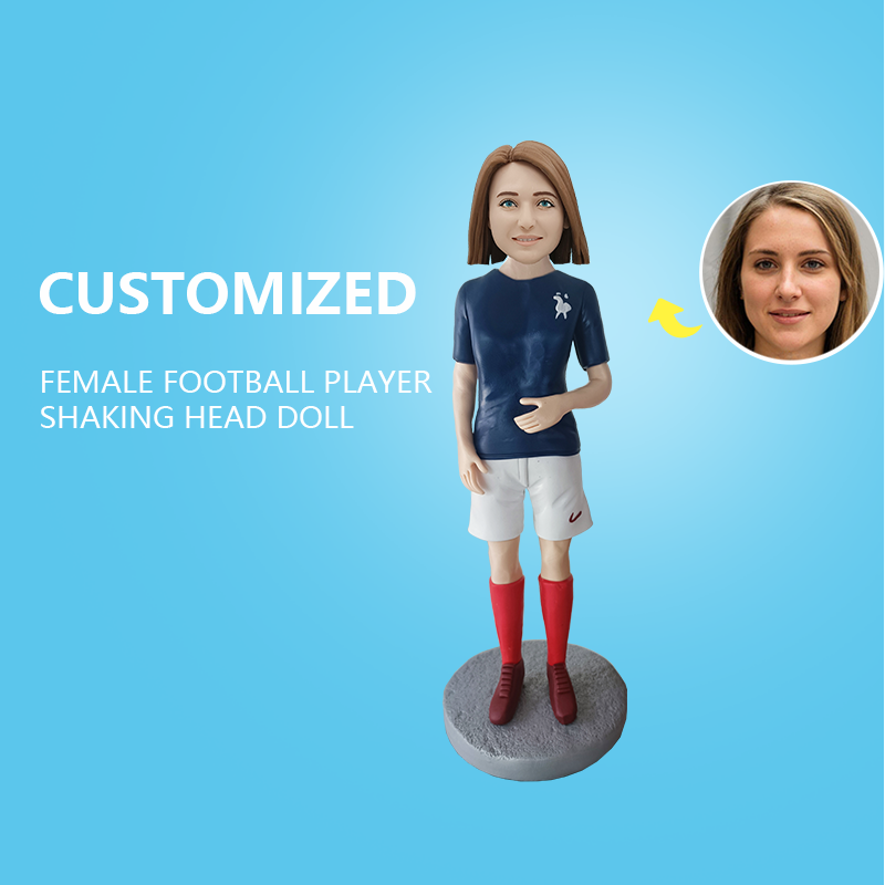 Customized Female Football Player Shaking Head Doll