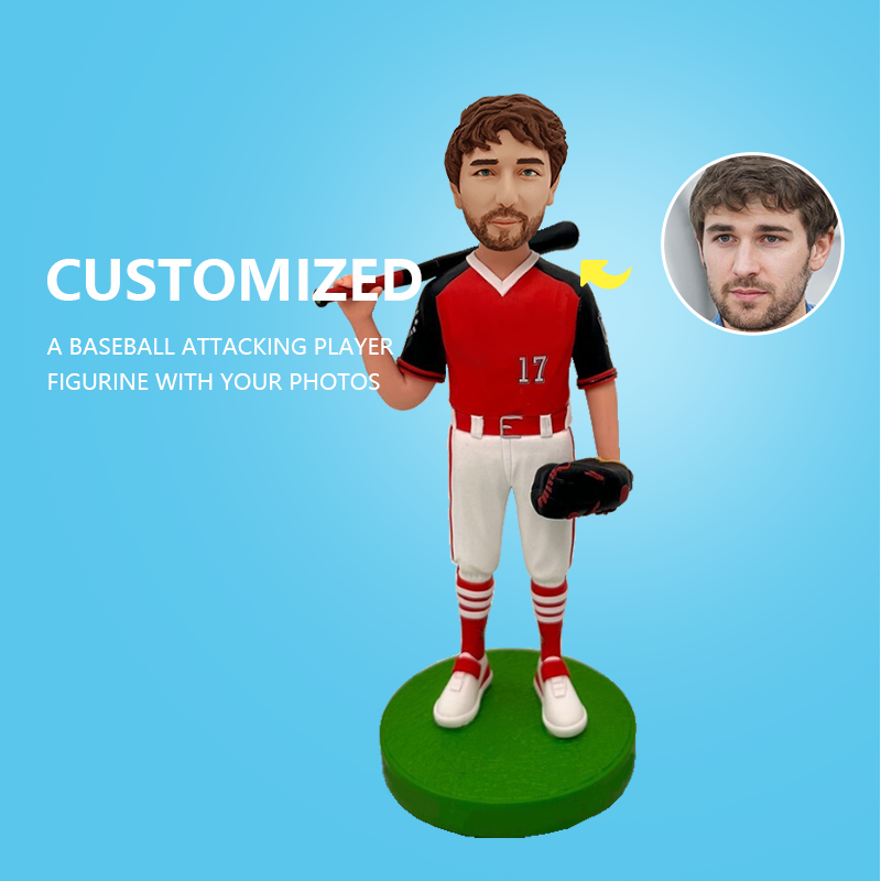 Customize A Baseball Attacking Player Figurine With Your Photos