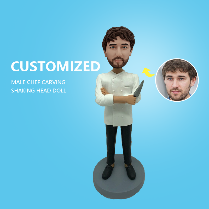 Customized Male Chef Carving Shaking Head Doll