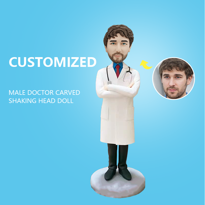 Customized Male Doctor Carved Shaking Head Doll
