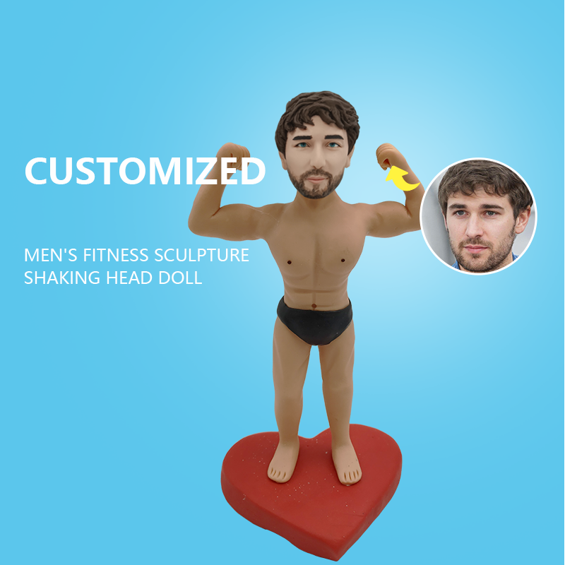 Customized Men's Fitness Sculpture Shaking Head Doll