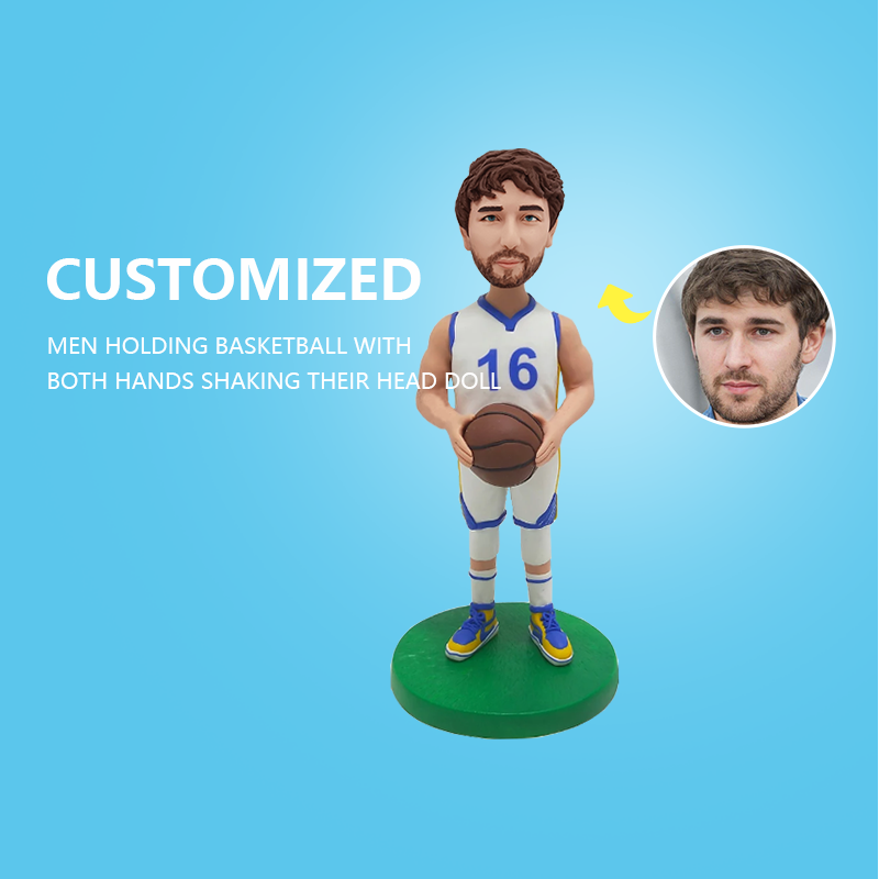 Customized Men Holding Basketball With Both Hands shaking their head doll