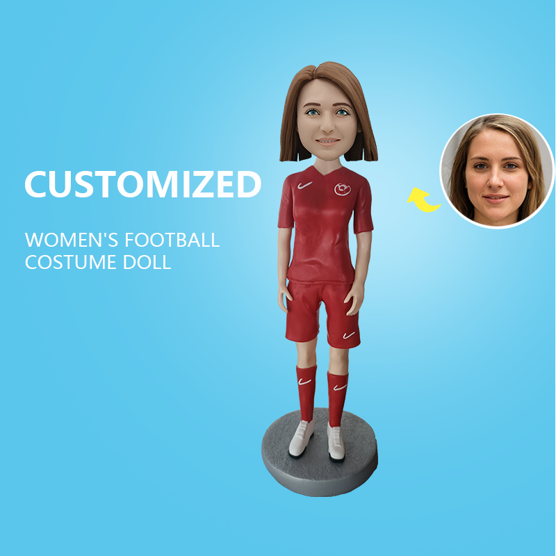 Customized women's football costume doll