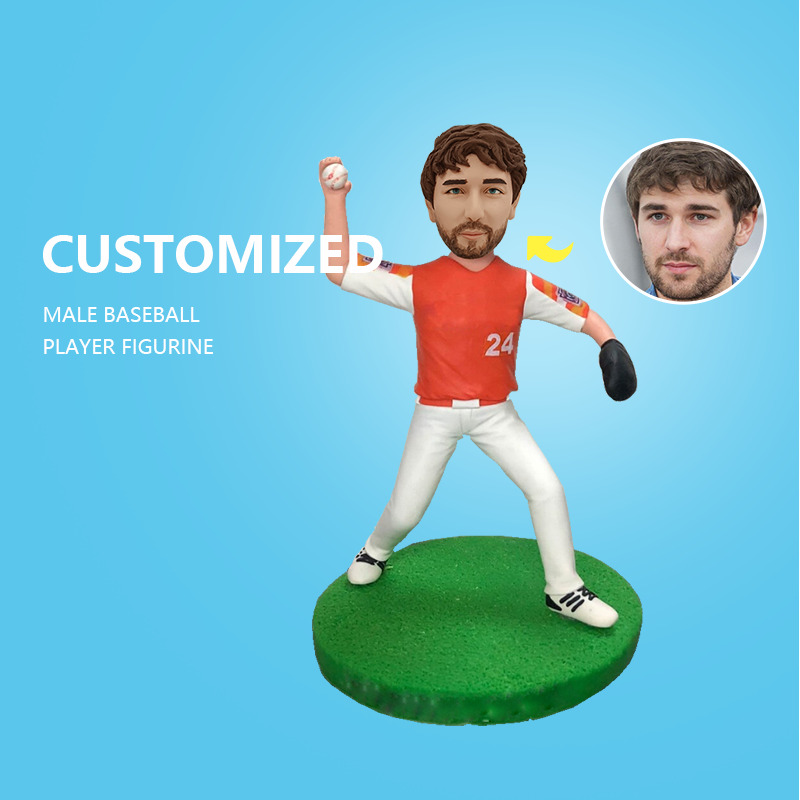 Customized Male Baseball Player Figurine